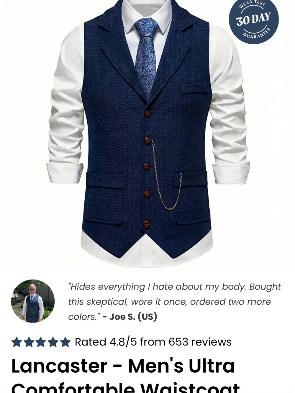 Men's Tailored Waistcoat Vest (various colors)